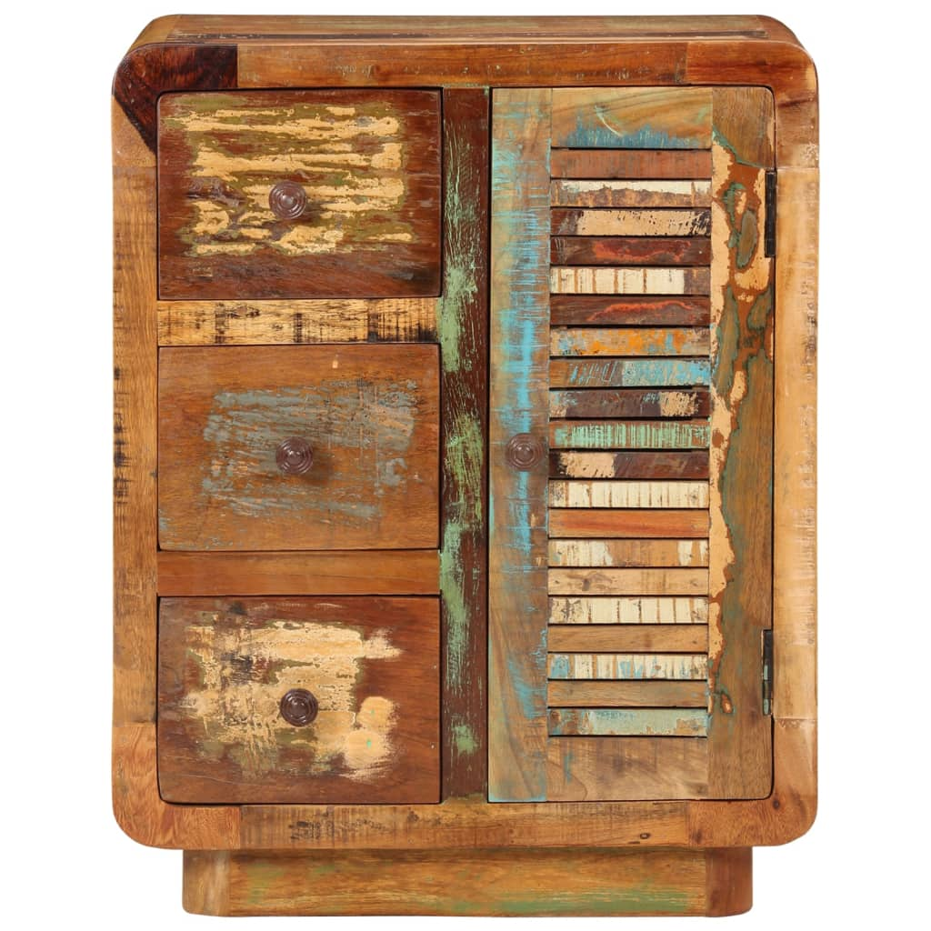 tömör 3-fiókos újrahasznosított fa tálalószekrény 55x30x70 cm (352026)