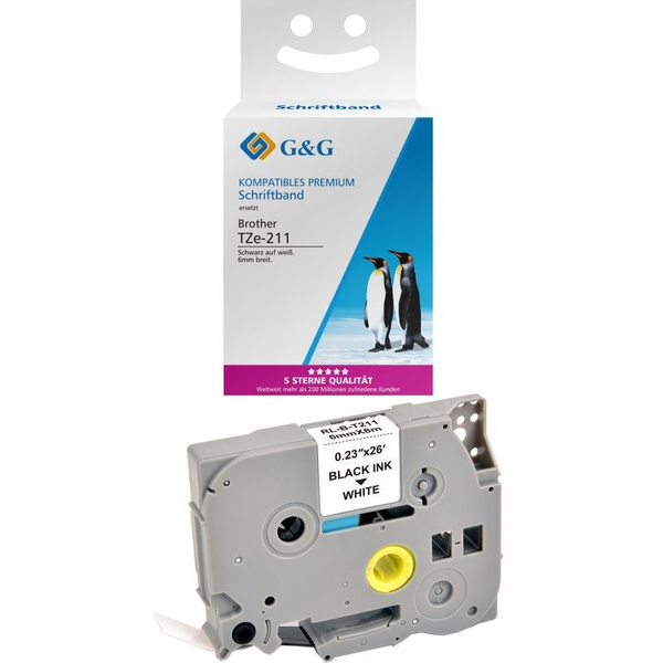 G&G Feliratozó szalag Szalagszín: Fehér Szövegszín: Fekete 6 mm 8 m