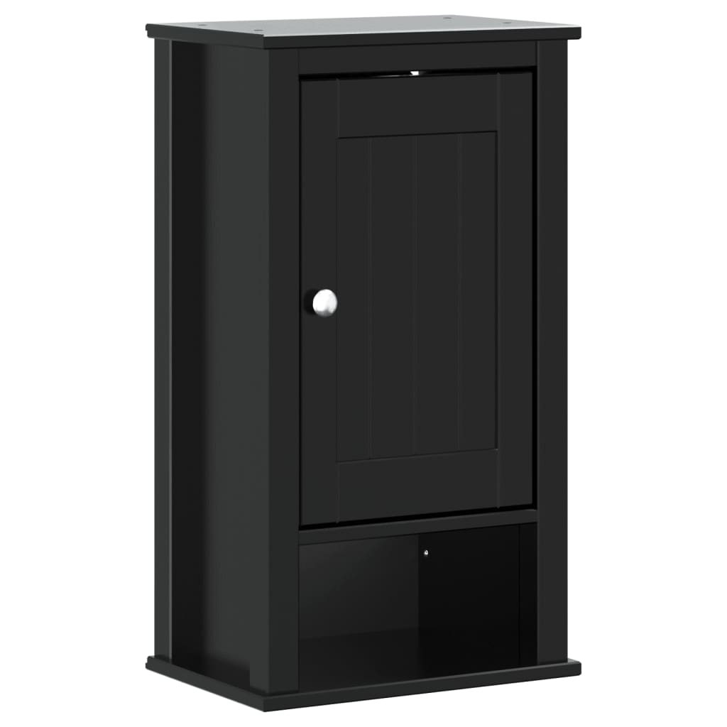 BERG fekete tömör fenyőfa fürdőszobaszekrény 40x27x71,5 cm (358549)