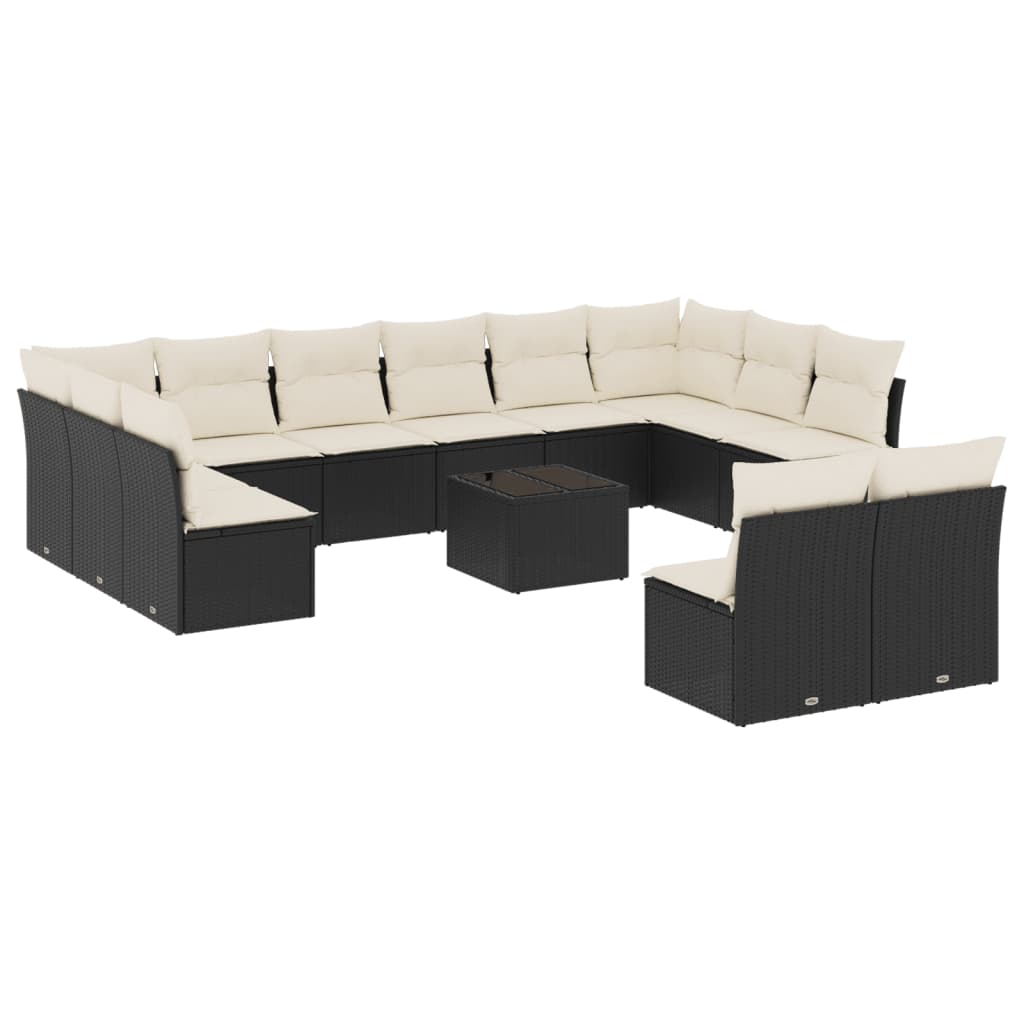 13 részes fekete polyrattan kerti ülőgarnitúra párnákkal (3218376)