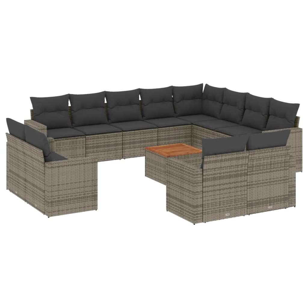 13 részes szürke polyrattan kerti ülőgarnitúra párnákkal (3256725)