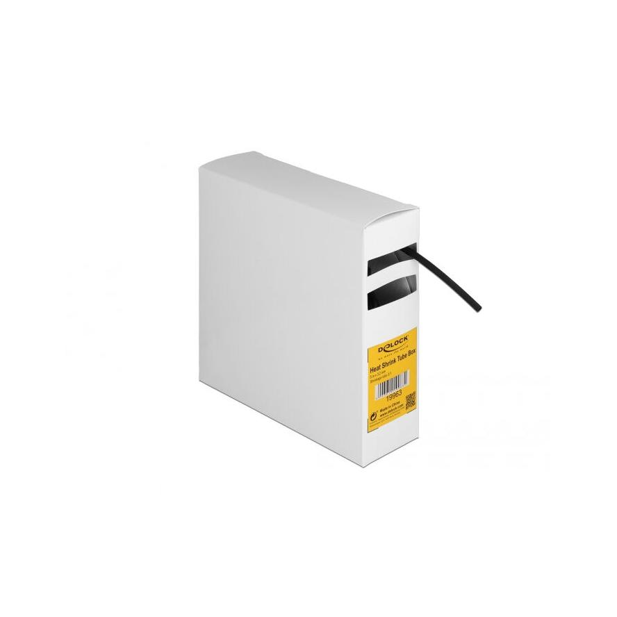 Delock Hűtő kiegészítő doboz öntapadó, 3:1 arányú összehúzódó belsővel, 5 m x 3,2 mm fekete (19963)