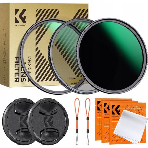 Filtr Kf Zestaw Filtrów Nano-d 3w1 Uv Cpl Nd1000 K&f 82mm 82+ 2x Dekielek 2x Etui / Sku.2275v1