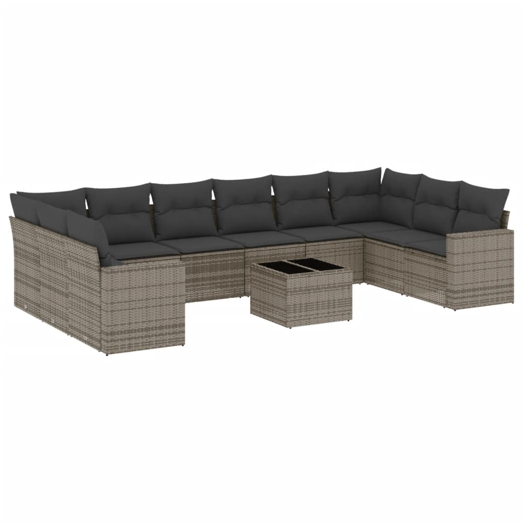 11 részes szürke polyrattan kerti ülőgarnitúra párnákkal (3251817)