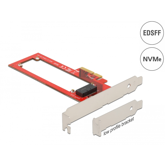 Delock PCI Express x4-kártya - 1 x EDSFF E1.S nyílás - alacsony profilú formatényező (90055) (90055)