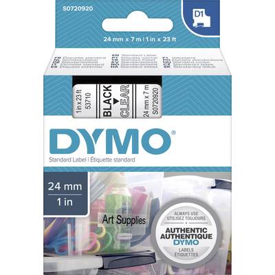 Ламинирани етикети, DYMO 53710 LabelManager D1, 24mm x 7m, черен/прозрачен, 53710 S0720920