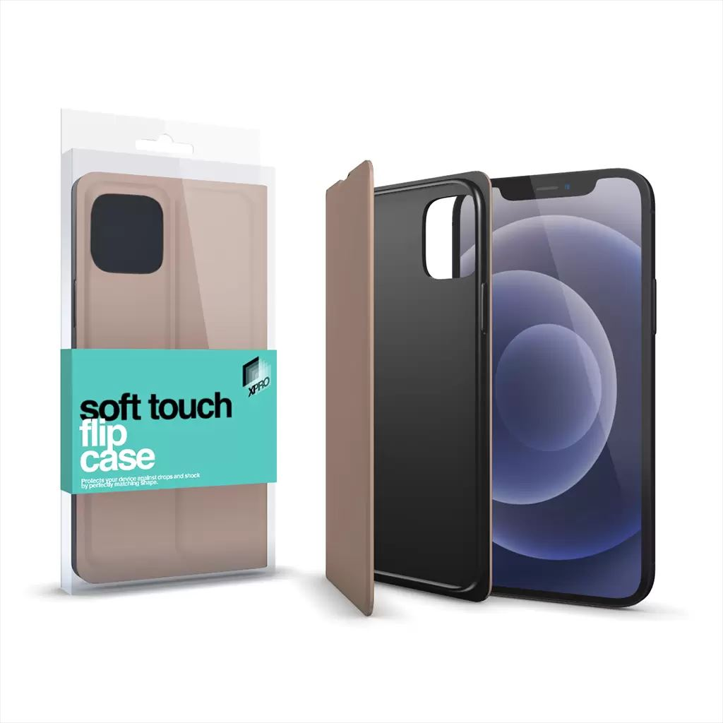 Xpro Soft Touch Flip Case Apple iPhone 13 Mini készülékhez, rosegold (124993) (XP124993)