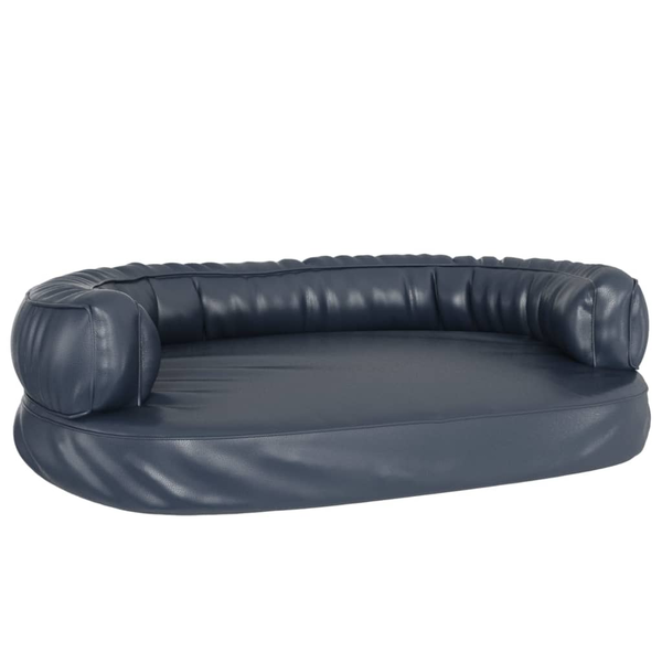 sötétkék ergonomikus műbőr kutyaágy 88 x 65 cm