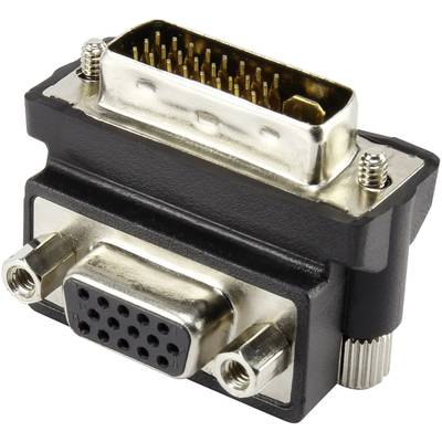 DVI - VGA átalakító adapter, 1x DVI dugó 24+5 pól. - 1x VGA aljzat 90°, fekete, Renkforce (RF-4128855)