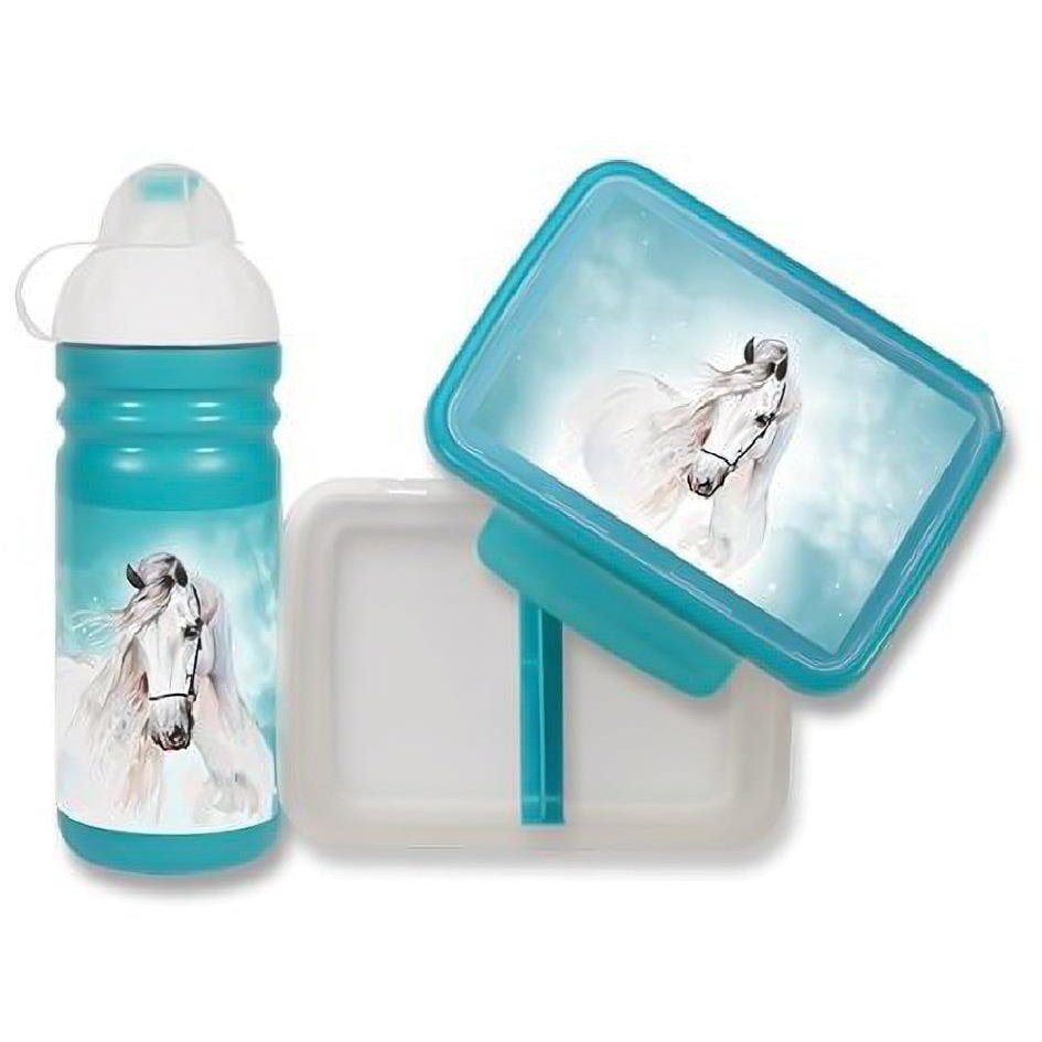 ZDRAVÁ LAHEV uzsonnás doboz + kulacs szett, 0,7 l, fehér lovacskás (263418791)