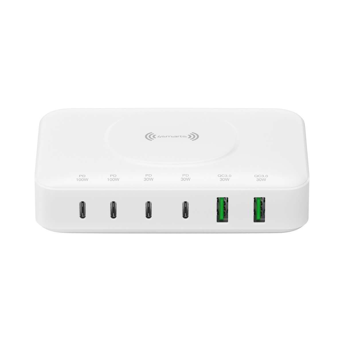 4smarts QI, 2x USB-A, 4x USB-C Töltő Állomás (100W) - Fehér (4S540570)