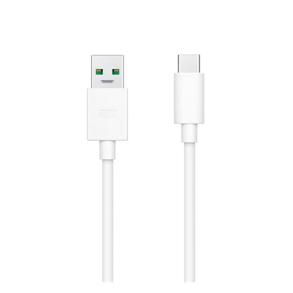 Кабел за данни Oppo vooc, usb - type-c, 65w, бързо зарядно, 100 см, бял