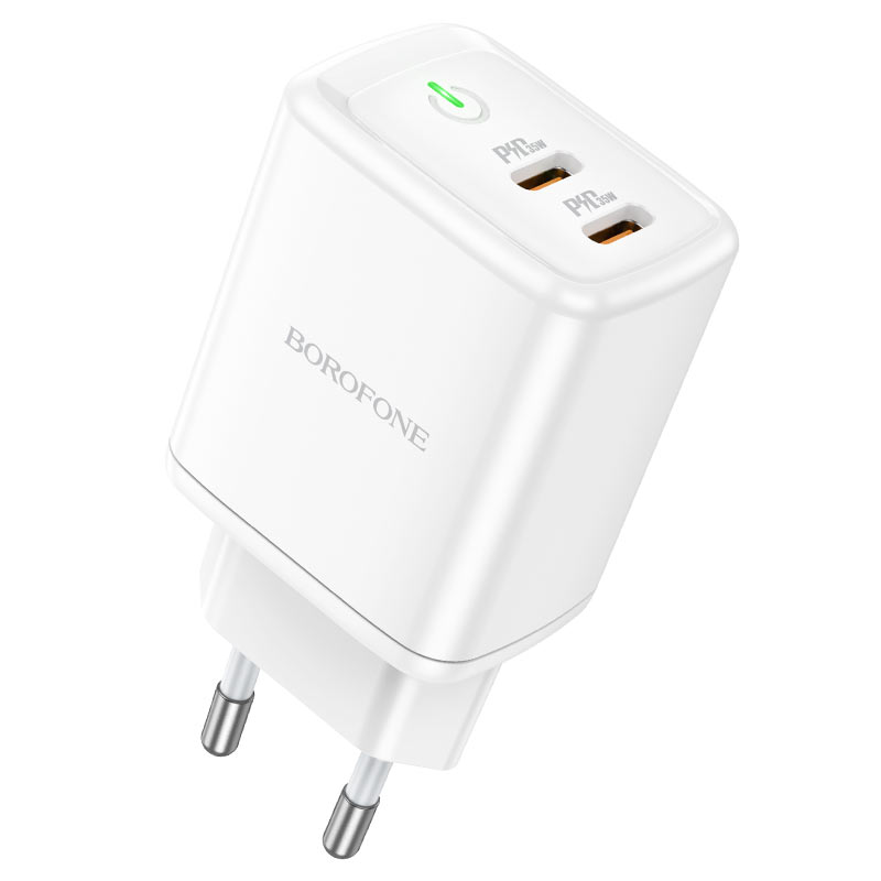 Borofone BN9 Reacher 2 x USB-C Hálózati töltő - Fehér (35W) (BN9)