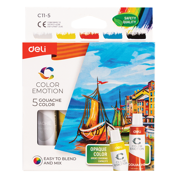 Deli Color Emotion (gouache) 5x12 ml tempera készlet (DEC11-5)