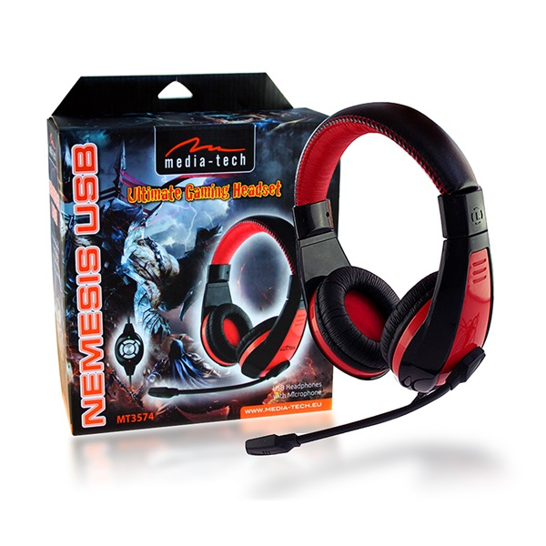 MEDIA-TECH Fejhallgató NEMESIS USB, Mikrofon (MT3574)