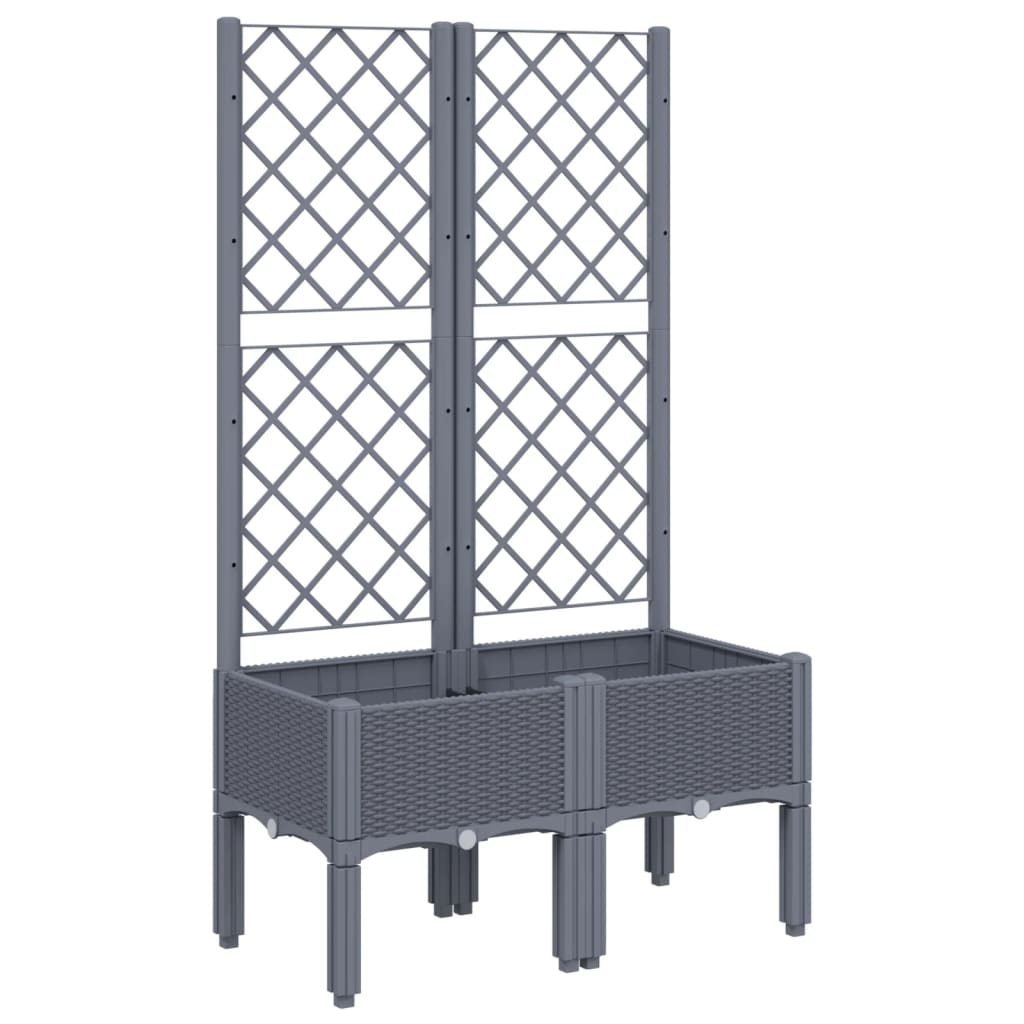 szürke PP rácsos kerti ültetőláda 80 x 40 x 142 cm (367921)