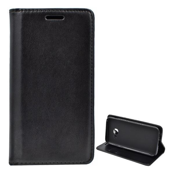 Tok álló, bőr hatású (FLIP, oldalra nyíló, asztali tartó funkció, prémium) FEKETE [Samsung Galaxy A3 (2017) SM-A320F] (5996457677573)