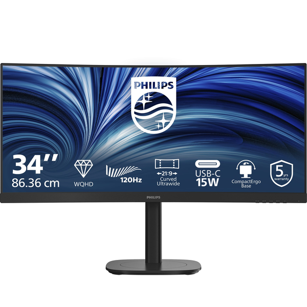 Philips 34B2N3500C/00 computerskærm 86,4 cm (34") 3440 x 1440 pixel Wide Quad HD LCD Sort