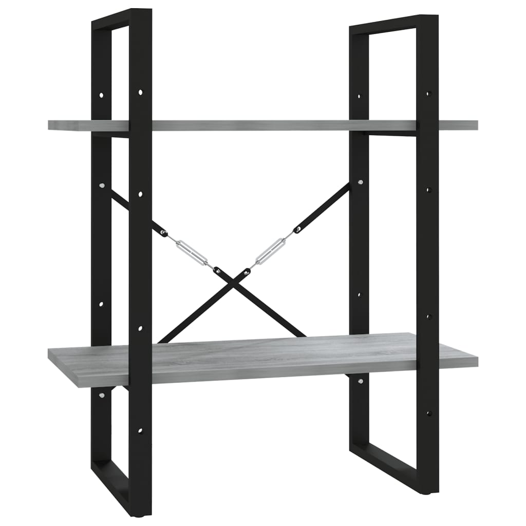 2-szintes szürke sonoma szerelt fa könyvszekrény 60x30x70 cm (821307)