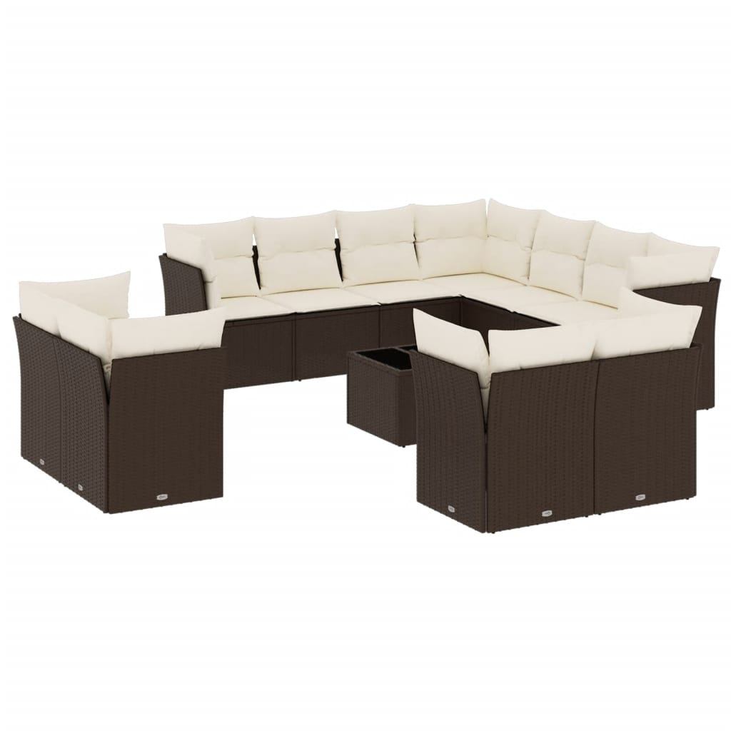 12 részes barna polyrattan kerti ülőgarnitúra párnákkal (3218523)