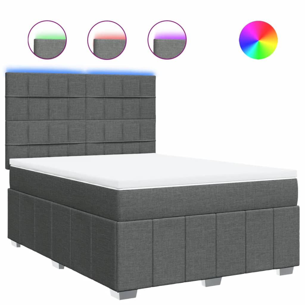sötétszürke szövet rugós ágy matraccal 160 x 200 cm (3294020)