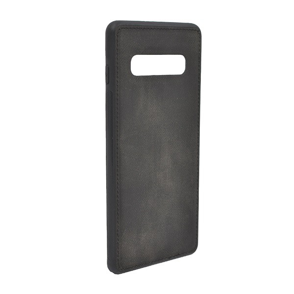 Szilikon telefonvédő (szövet minta) FEKETE [Samsung Galaxy S10 Plus (SM-G975)] (5996457845378)