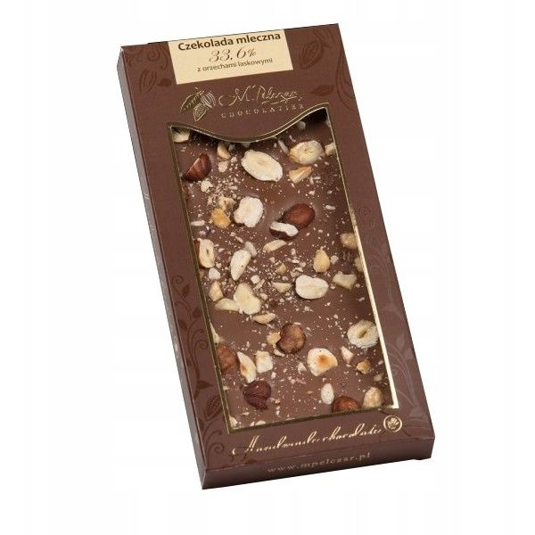 Mleczna czekolada M.Pelczar Chocolatier z orzechami laskowymi 80g