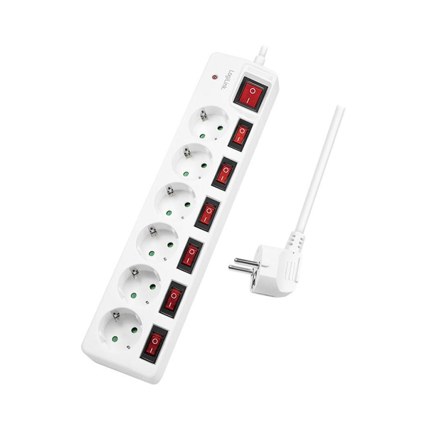 LogiLink LPS250 prolunghe e multiple 1,5 m 6 presa(e) AC Interno Bianco