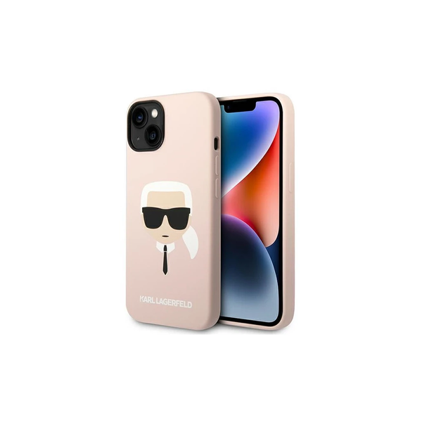 Karl Lagerfeld KLHMP14SSLKHLP iPhone 14/15/13 6,1 készülékhez merev tok, világos rózsaszín szilikon Karl