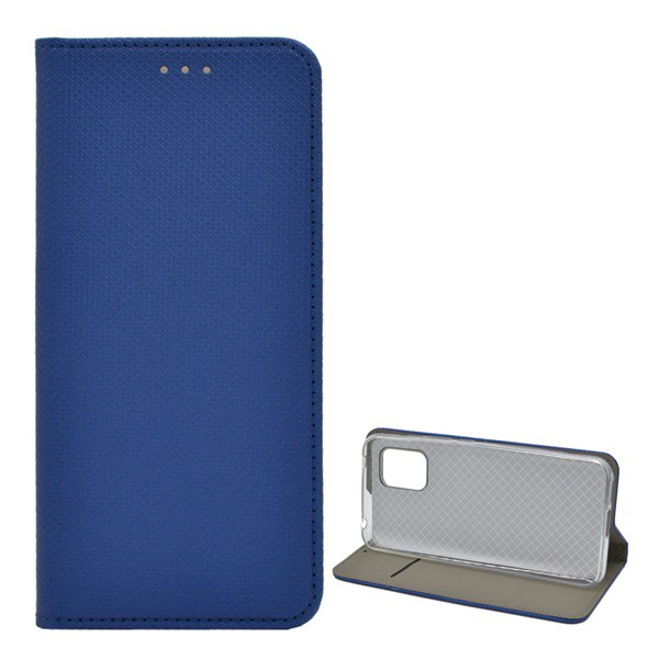 Tok álló, bőr hatású (FLIP, oldalra nyíló, asztali tartó funkció, rombusz minta) SÖTÉTKÉK [Xiaomi Mi 10 Lite 5G] (5996457982752)