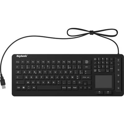 Keysonic KSK-6231 INEL (FR) Billentyűzet Fekete Szilikon membrán, Vízálló (IPX7), Világít, Beépített érintőpanel, Egérgombok (28089)