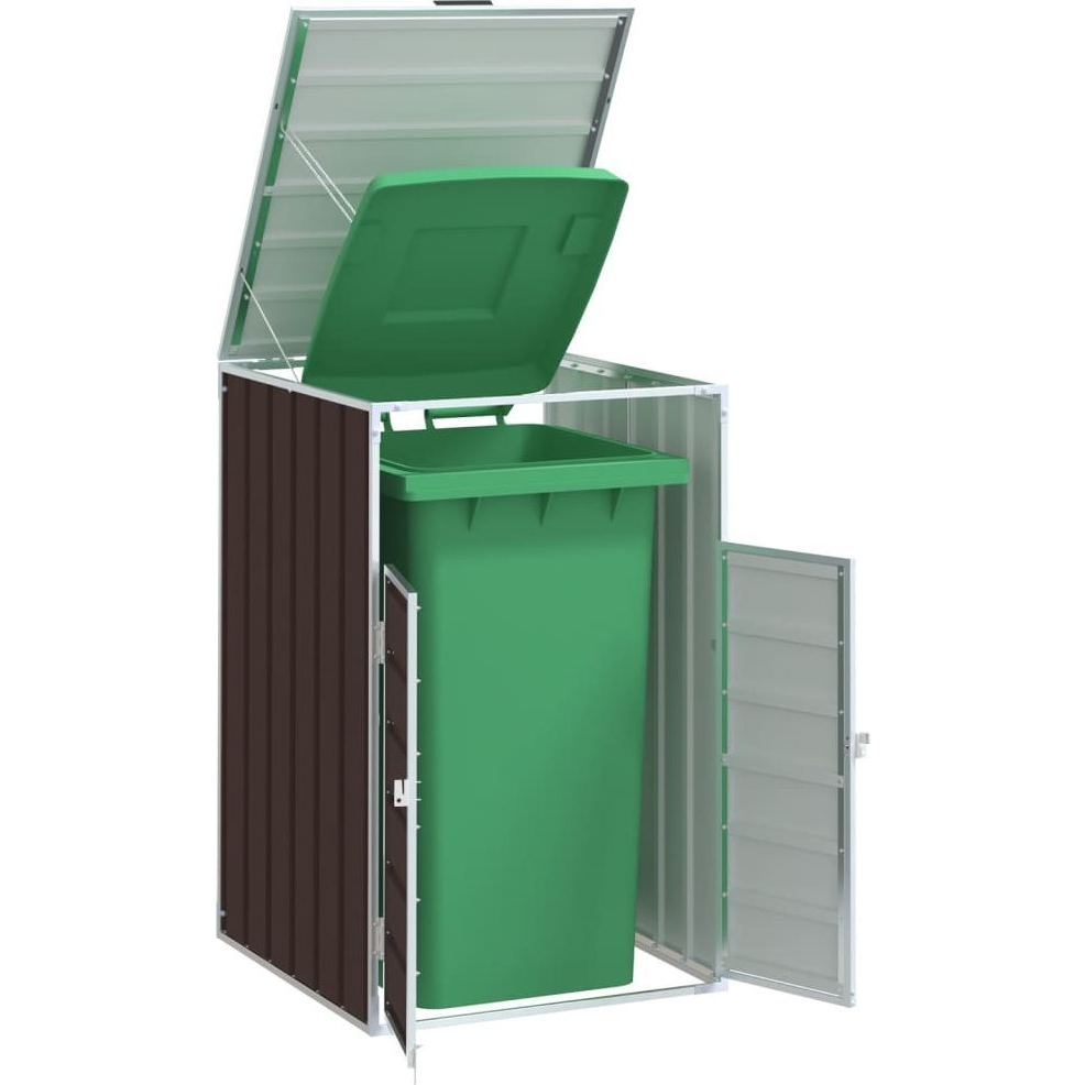 barna acél kerekes tároló 1 szemeteskukához 72 x 81 x 115 cm (4006174)