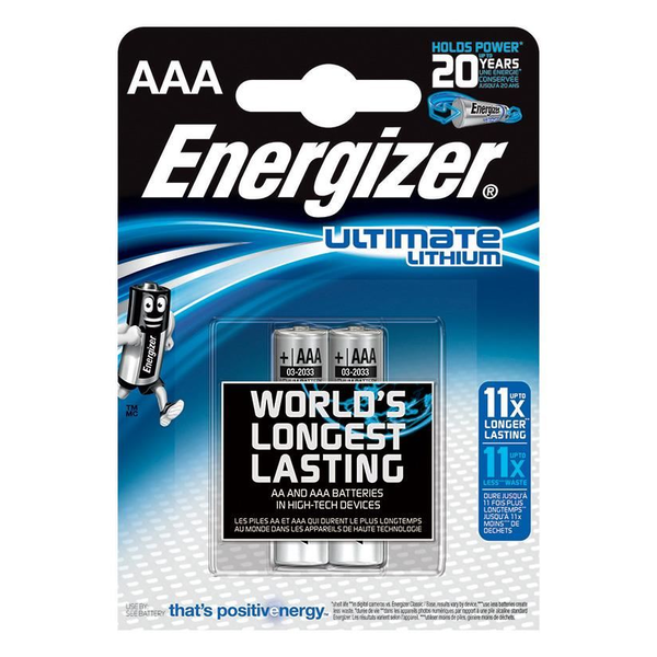 Батерии Energizer Ultimate Lithium AAA, блистер от 2 бр.