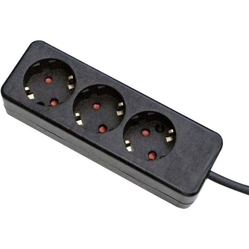 Gebro 106143 Hálózati elosztó 3 részes Fekete Védőérintkezős 3m (g106143)