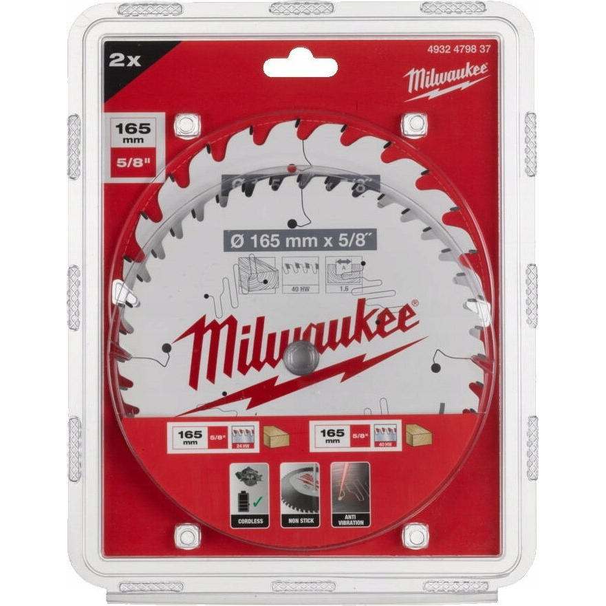 Milwaukee 4932479837 Körfűrészlap - 165x15,87x1,6 mm, Fogszám: 24 db, 2 db ( )