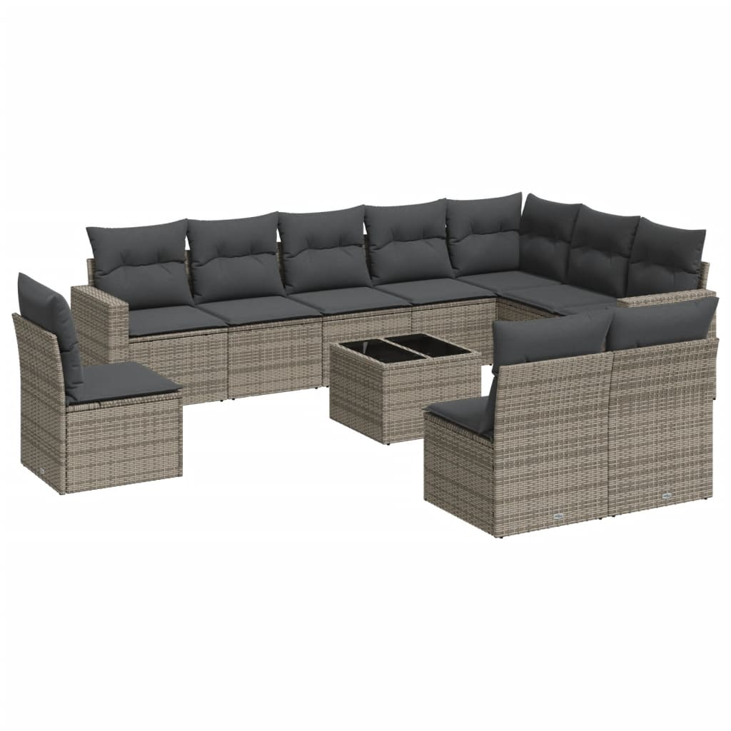 11 részes szürke polyrattan kerti ülőgarnitúra párnákkal (3219110)