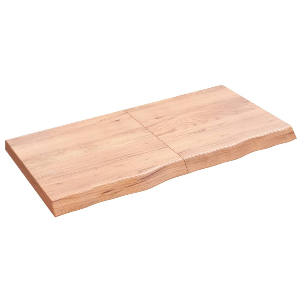 világosbarna kezelt tömör tölgyfa fali polc 120 x 60 x (2-6) cm (363699)