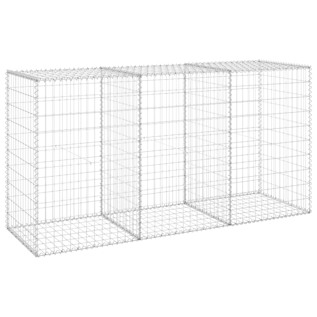 horganyzott acél gabion fal fedéllel 200 x 60 x 100 cm (147815)