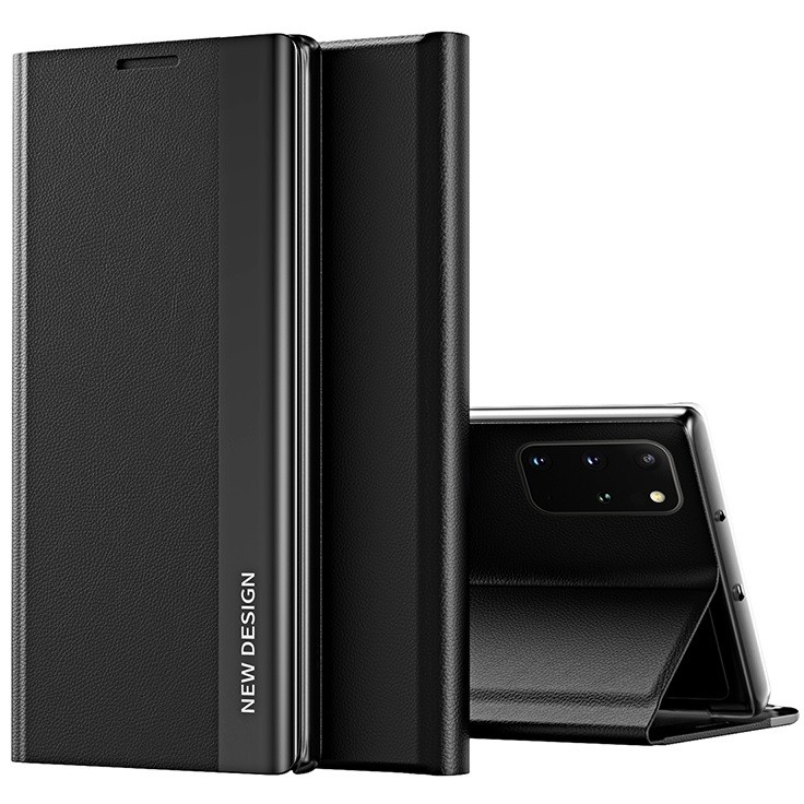 Samsung Galaxy S20 Ultra 5G SM-G988, Oldalra nyíló tok, stand, Wooze Silver Line, fekete (104678)