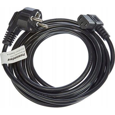 PREMIUMCORD Tápkábel, PC, CEE7/7, SCHUKO-C13 M/F, 90°-os, 3m, fekete