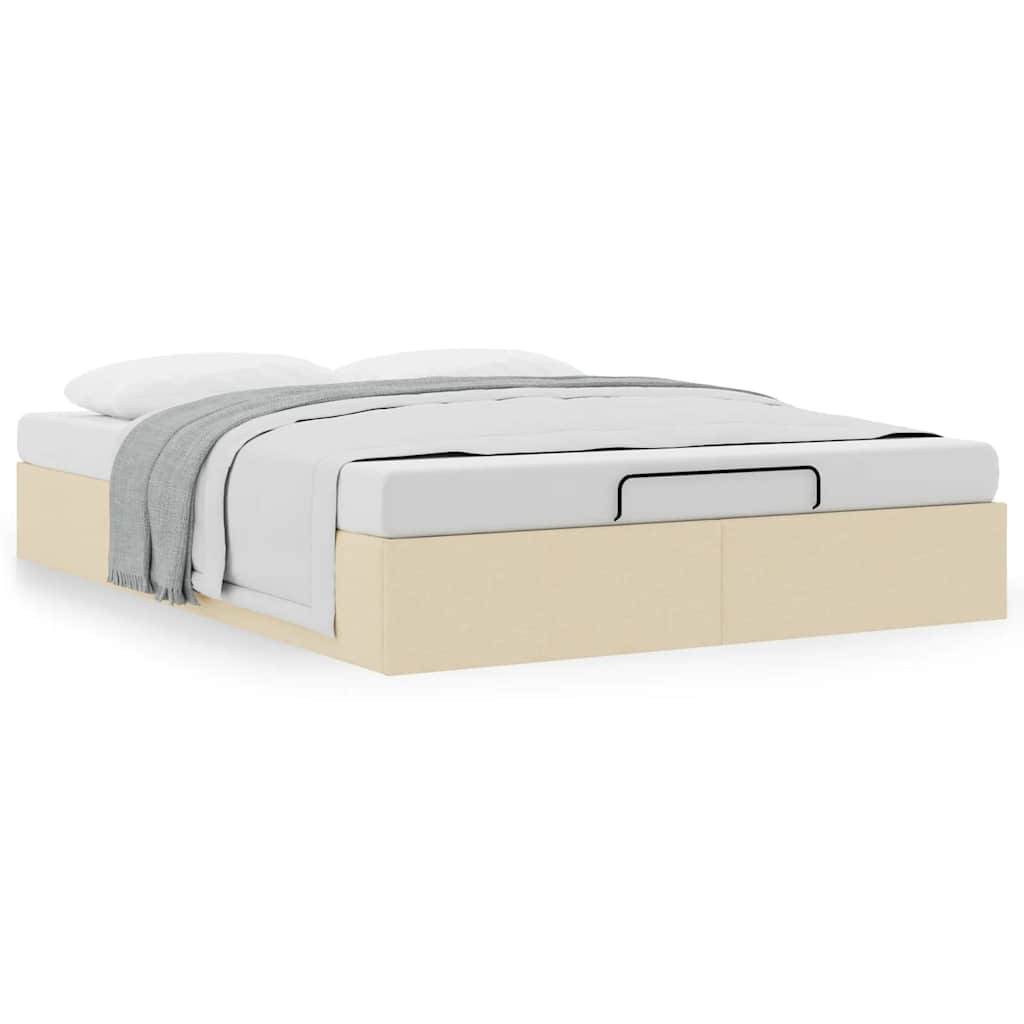Ottomán krémszínű szövet ágykeret matrac nélkül 140 x 190 cm (3310880)