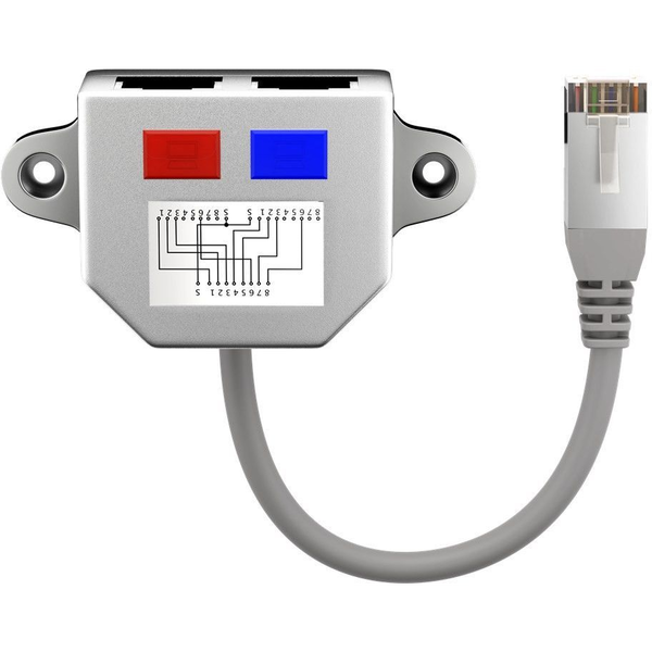 LAN-Kabel-Verteiler (Netzwerkdoppler), Y-Adapter 68908 (silber, 1x 8-polig > 2x 4-polig)
