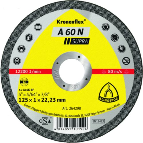  Klingspor tarcza do cięcia aluminium 125mm x 1,0mm A60N Supra (264298)