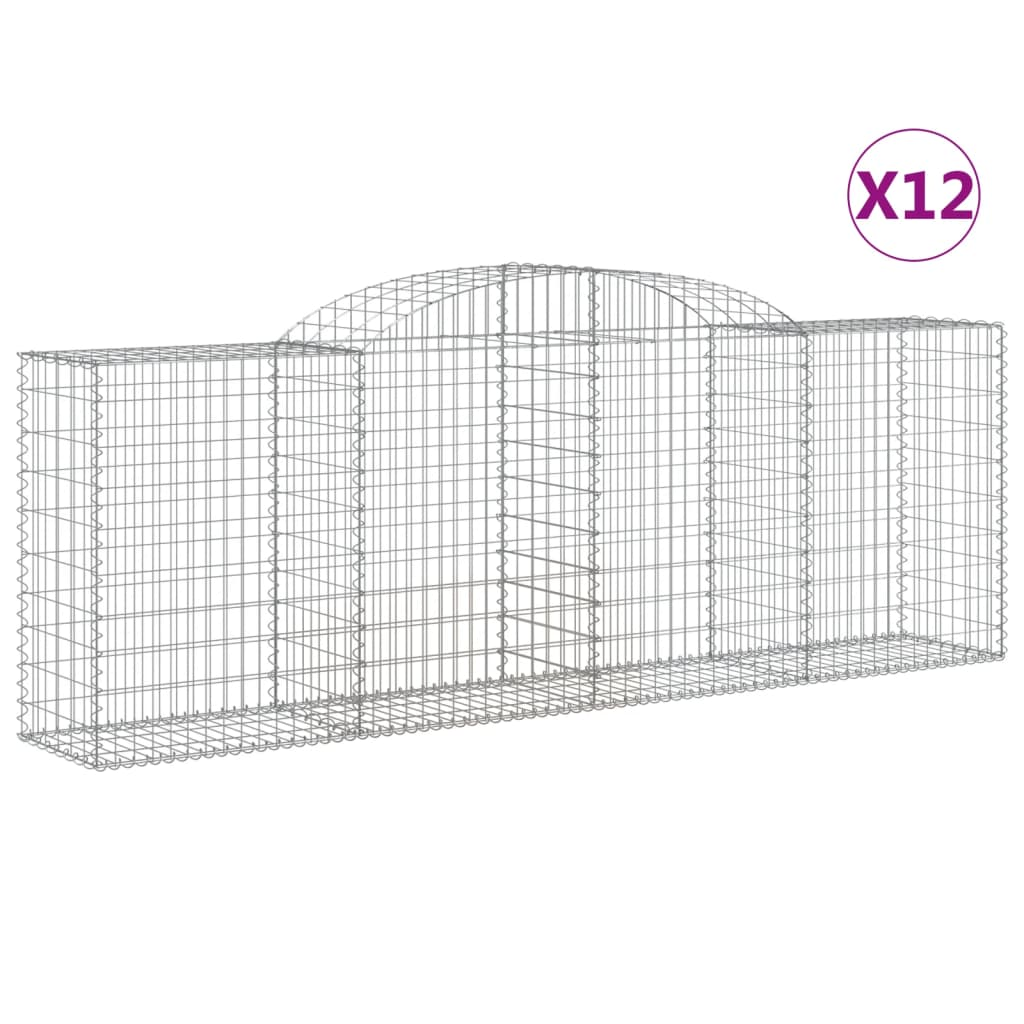 12 db íves horganyzott vas gabion kosár 300 x 50 x 100/120 cm (3146711)