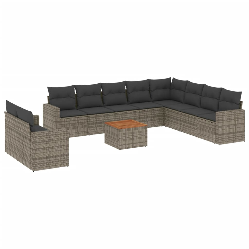 11 részes szürke polyrattan kerti ülőgarnitúra párnákkal (3256529)