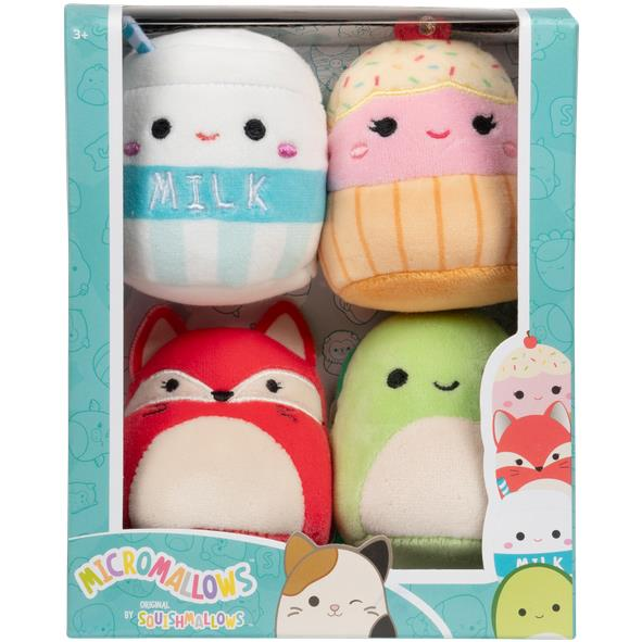 Squishmallows Micromallows 4Pack Róka, Teknős, Tej, Torta (191726747970)