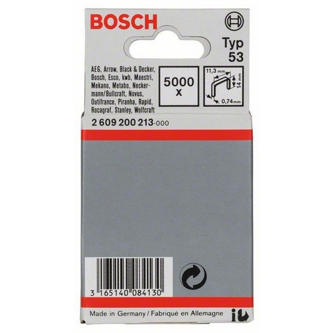 Tűzőkapocs, 53-as típus, 11,4 x 0,74 x 14 mm, 5000 db Bosch 2609200213 (2609200213)