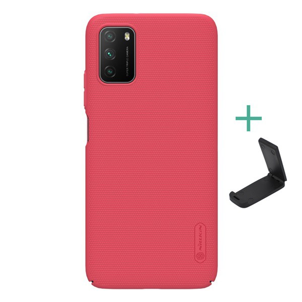 NILLKIN SUPER FROSTED műanyag telefonvédő (gumírozott, érdes felület + asztali tartó) PIROS [Xiaomi Poco M3] (5996591036359)