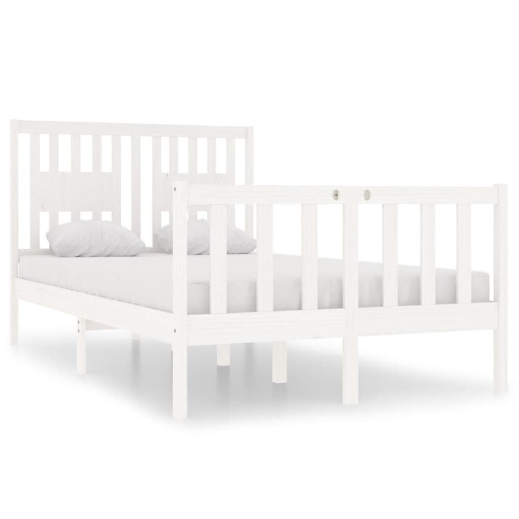 fehér tömör fa ágykeret 120x190 cm (4FT Small Double) (3104099)