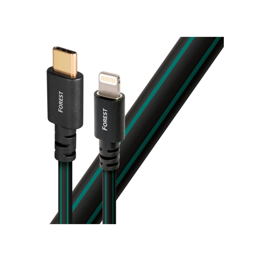 AudioQuest Forest USB 2.0-C apa - Lightning apa Összekötő kábel 1.5m - Fekete/Zöld (LTNUSBCFOR01.5)